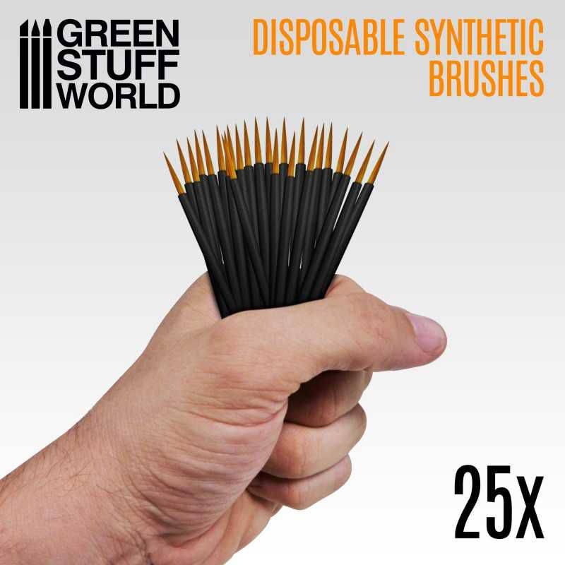 Green Stuff World Synthetische Einwegpinsel (25) Disposable Synthetic Brushes