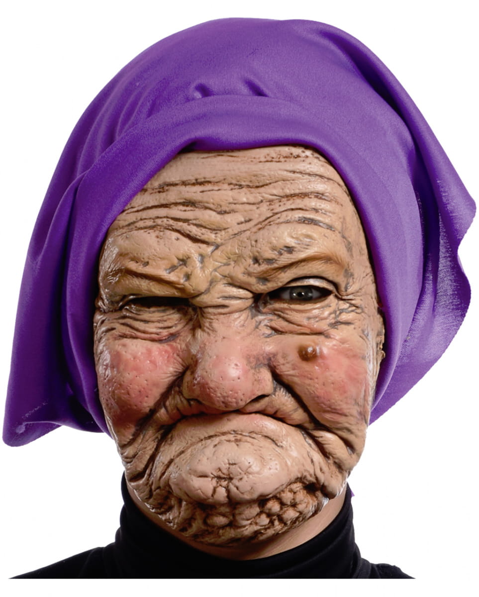 Grimmige Oma Maske mit Kopftuch Grimmige Oma Maske mit Kopftuch