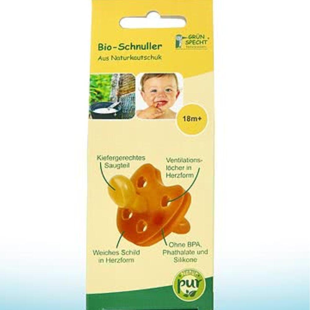 Grünspecht Natur - Grünspecht Bio-Schnuller, Naturkautschuk, 18 m+ Grünspecht Natur - Grünspecht Bio-Schnuller, Naturkautschuk, 18 m+