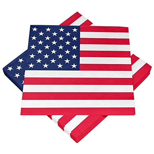 Heku GmbH Servietten 33x33cm 3-lagig Motiv Stars and Stripes 20 Stück Papierservietten von Heku