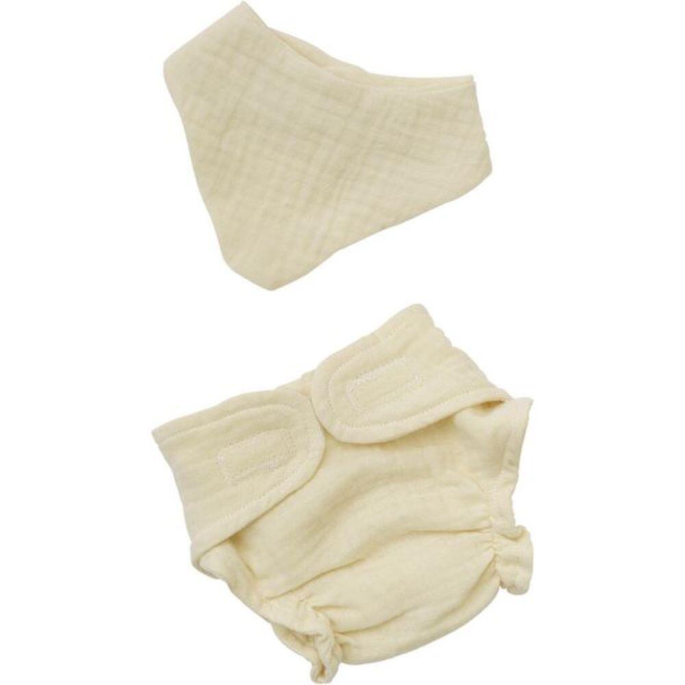 Heless - Heless Musselin-Puppen-Babyset aus Bio-Baumwolle – Windel & Lätzchen, ecru, 35–45 cm Heless - Heless Musselin-Puppen-Babyset aus Bio-Baumwolle – Windel & Lätzchen, ecru, 35–45 cm