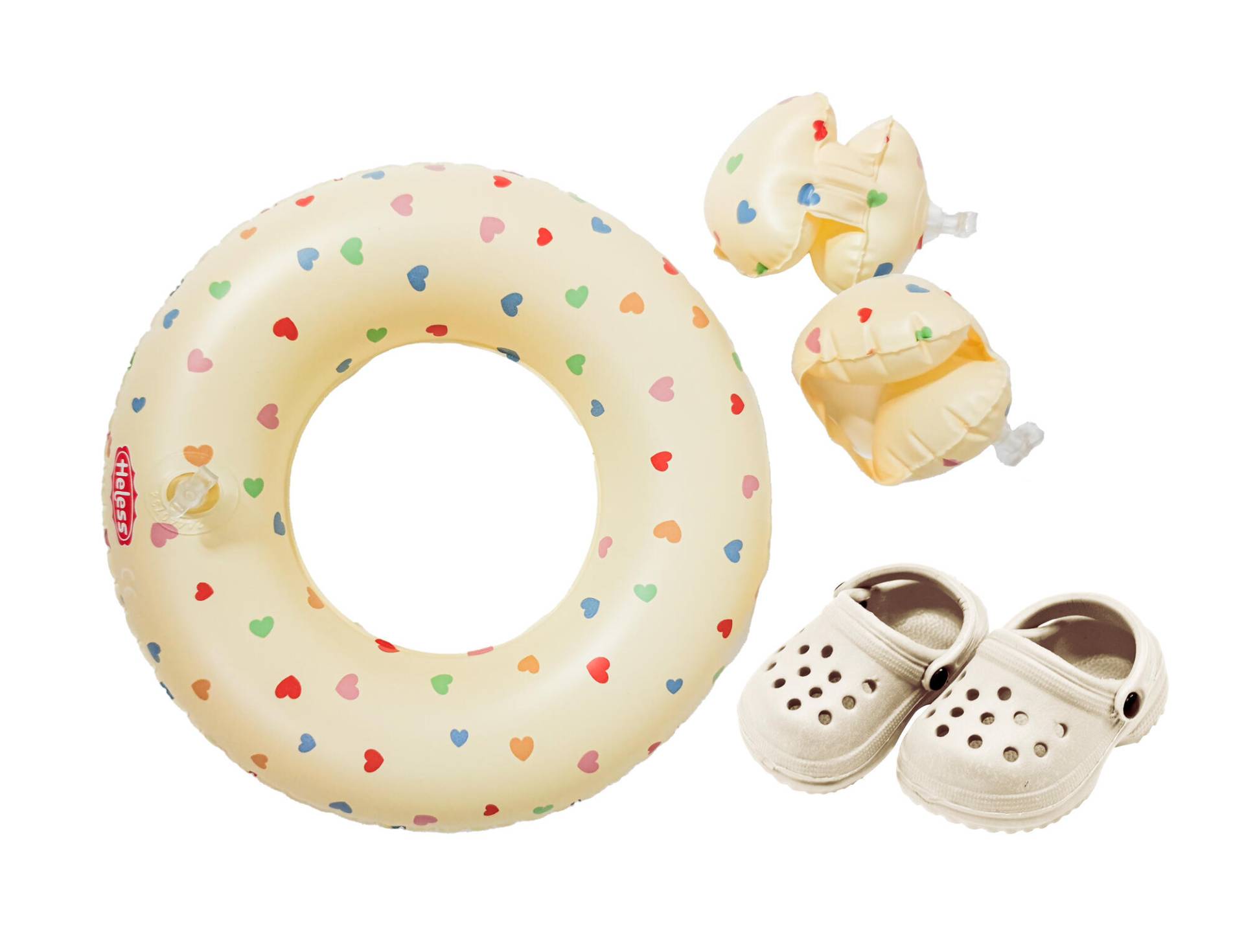 Heless - Puppen-Schwimmset ´´Herz Konfetti´´ mit Schwimmring, Schwimmflügeln und Clogs, Gr. 35-45 cm Heless - Puppen-Schwimmset ´´Herz Konfetti´´ mit Schwimmring, Schwimmflügeln und Clogs, Gr. 35-45 cm