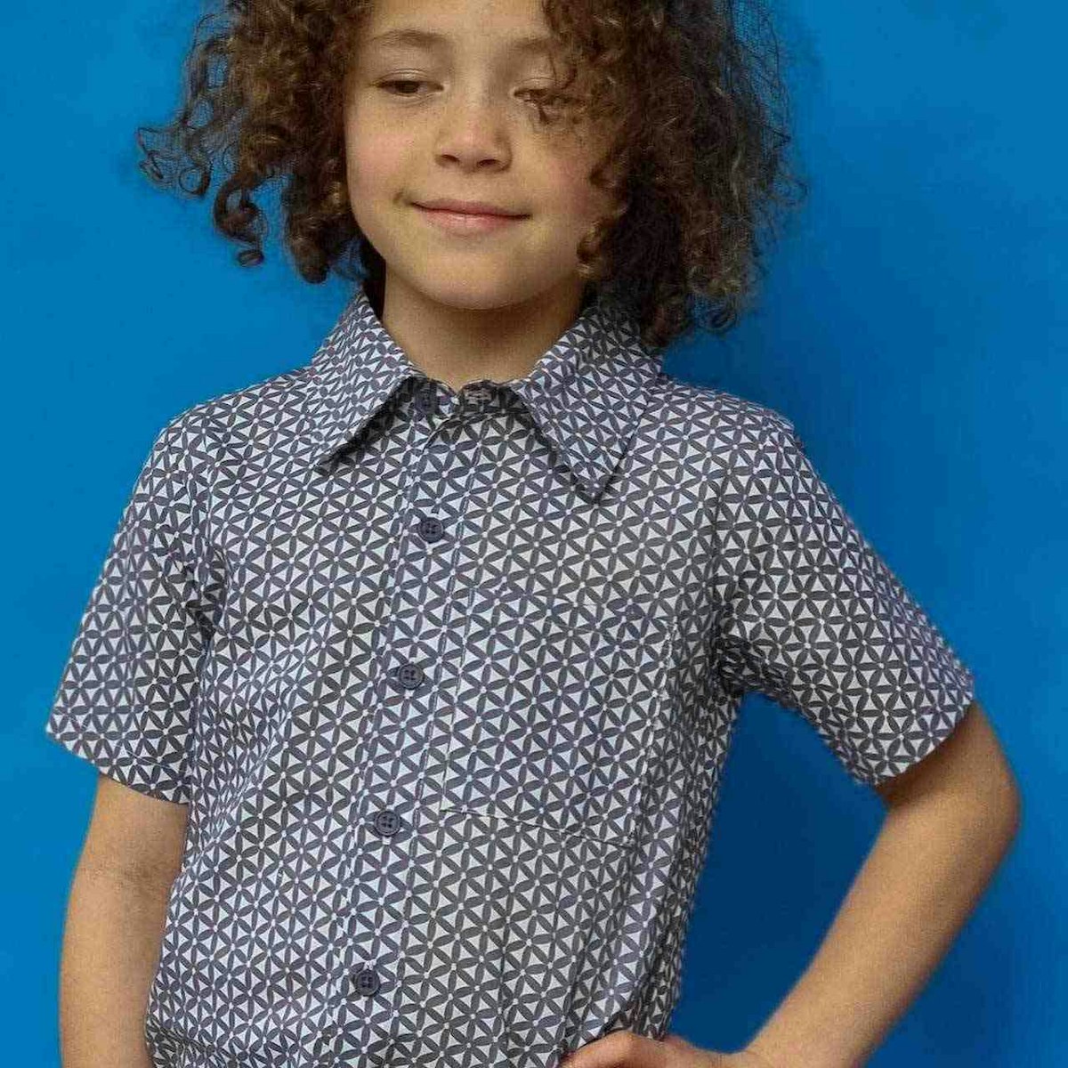 Hemd Block-Print kurzarm Shirt Webstoff 104 Hemd Block-Print kurzarm Shirt Webstoff 104