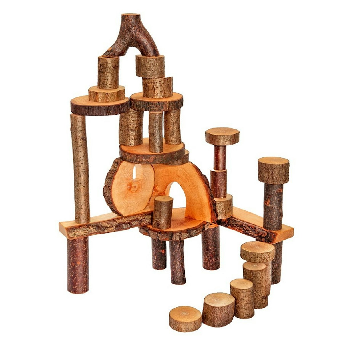 Holzbauklötze mit Rinde für Spielwelten 36 Stk 3 kg Holzbauklötze mit Rinde für Spielwelten 36 Stk 3 kg