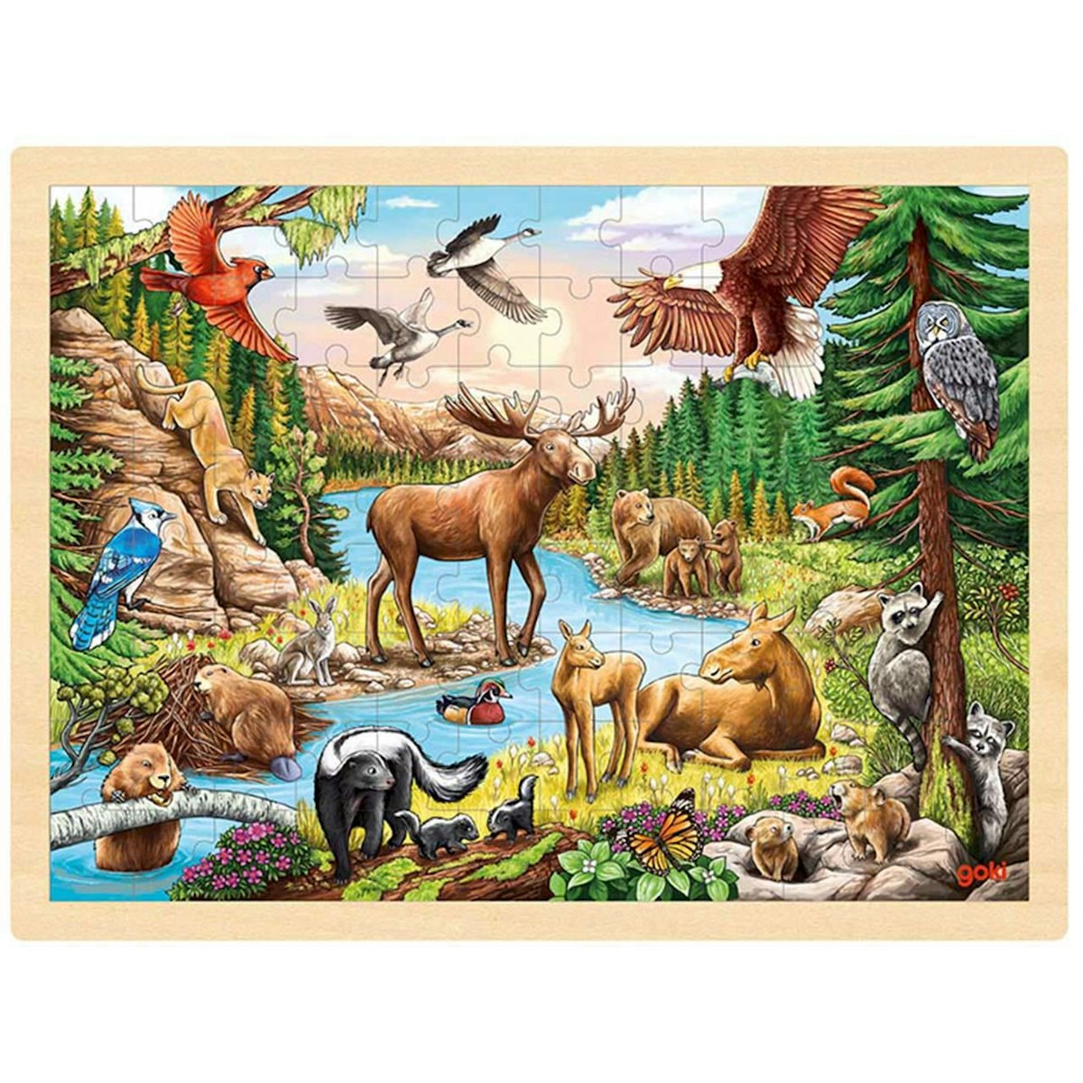 Holzpuzzle Wildnis mit Rahmen – 96-tlg. Holzpuzzle Wildnis mit Rahmen – 96-tlg.