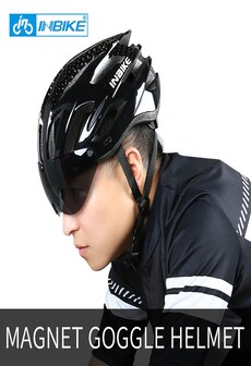 INBIKE Bicycle Helmetsx Men Women MTB Road Bike Helmet Ultralight Integrally-mold Cycling Helmet With Glasses Riding Saf Black