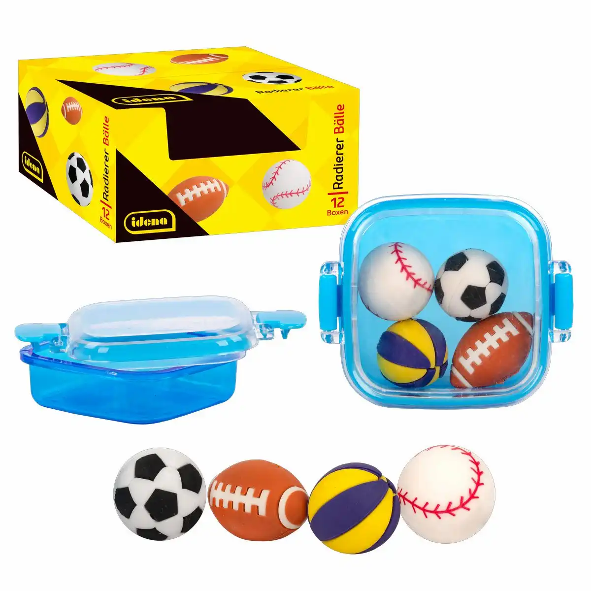 Iden - Idena Radierer Bälle 4 Stück in Box Iden - Idena Radierer Bälle 4 Stück in Box