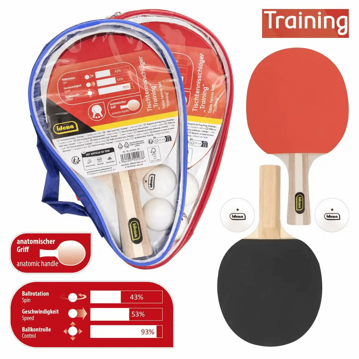 Iden - Idena Tischtennis Training Set 5-teilig Iden - Idena Tischtennis Training Set 5-teilig