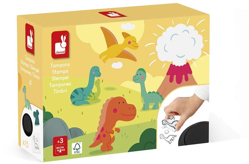 Janod - Stempel Dino / 15 Stück plus Kissen Janod - Stempel Dino / 15 Stück plus Kissen