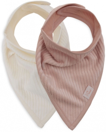 Jollein Lätzchen Bandana Velvet Rib Wild Rose/Ivory, 2-Pack