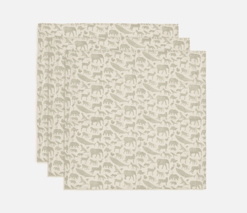 Jollein Spucktuch 3er Pack 70x70 cm- Animals-Olive Green Jollein Spucktuch 3er Pack 70x70 cm- Animals-Olive Green