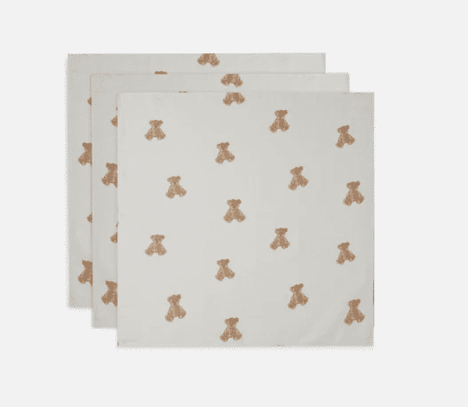 Jollein Spucktuch 3er Pack 70x70 cm - Teddy Bear Jollein Spucktuch 3er Pack 70x70 cm - Teddy Bear