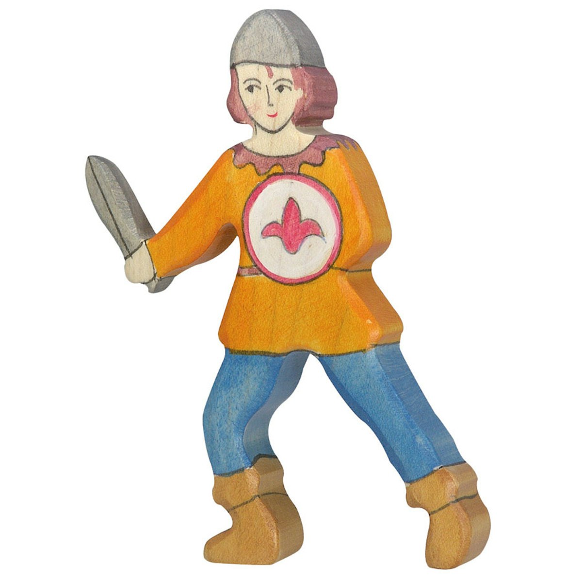 Junge kämpfend aus Holz oranges Hemd Junge kämpfend aus Holz oranges Hemd