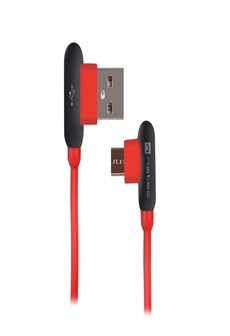 Kabel Micro Usb-B - Usb-A M/M 1M Kątowy Lewo/Prawo Czerwony