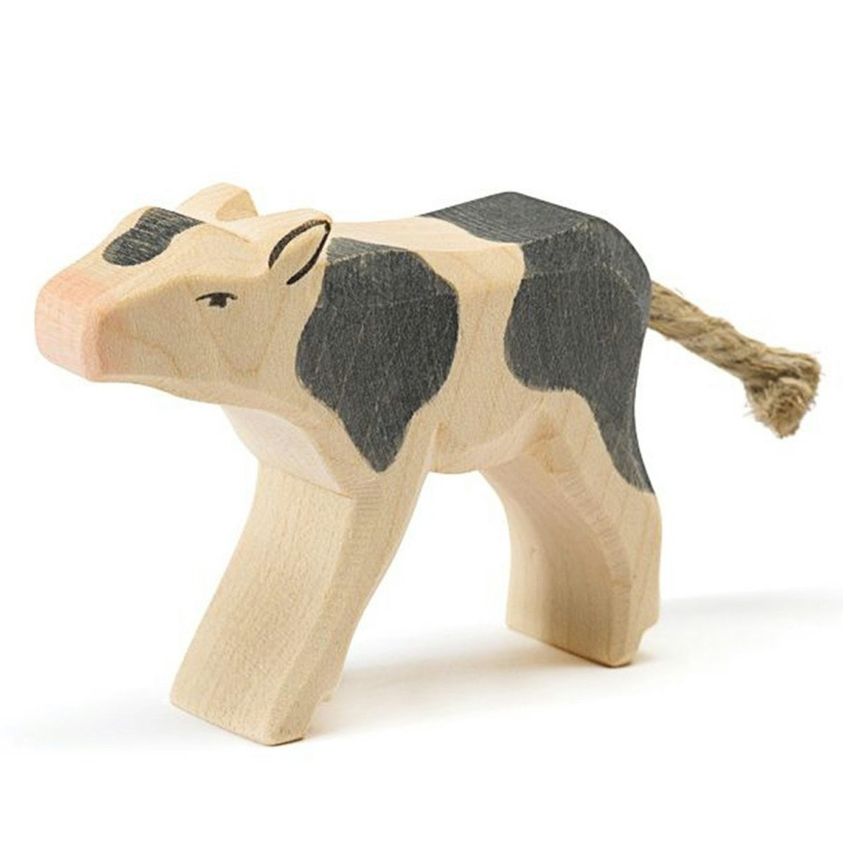 Kalb schwarz Holzfigur trinkend 6,5 cm hoch Kalb schwarz Holzfigur trinkend 6,5 cm hoch