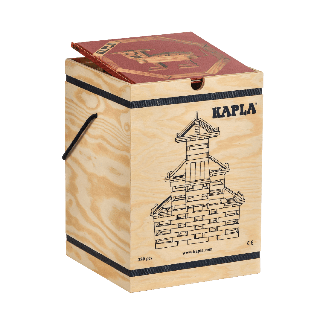 Kapla - Kapla 280 Holzbausteine - Holzkiste mit Buch rot Kapla - Kapla 280 Holzbausteine - Holzkiste mit Buch rot