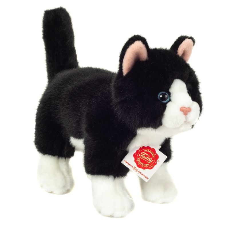Katze Kuscheltier schwarz-weiß handgefertigt 20x9x18cm Kuscheltiere Katze Kuscheltier schwarz-weiß handgefertigt 20x9x18cm Kuscheltiere