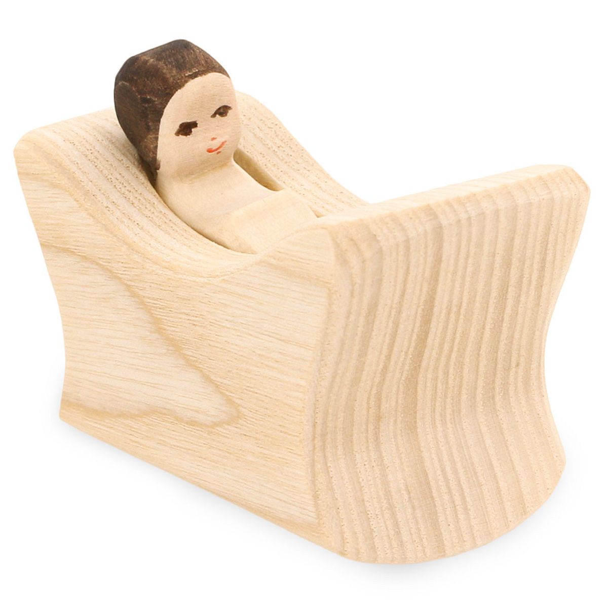 Kind mit Wiege Holzfigur 5 cm hoch Kind mit Wiege Holzfigur 5 cm hoch