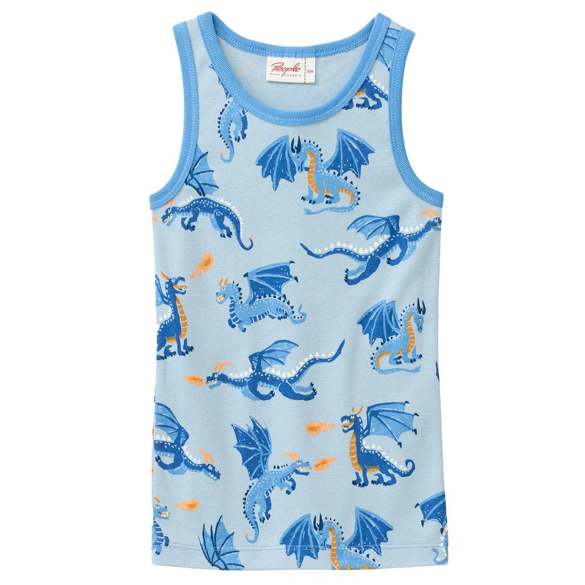 Kinder Rippe Unterhemd Drachen hellblau 110/116 Kinder Rippe Unterhemd Drachen hellblau 110/116