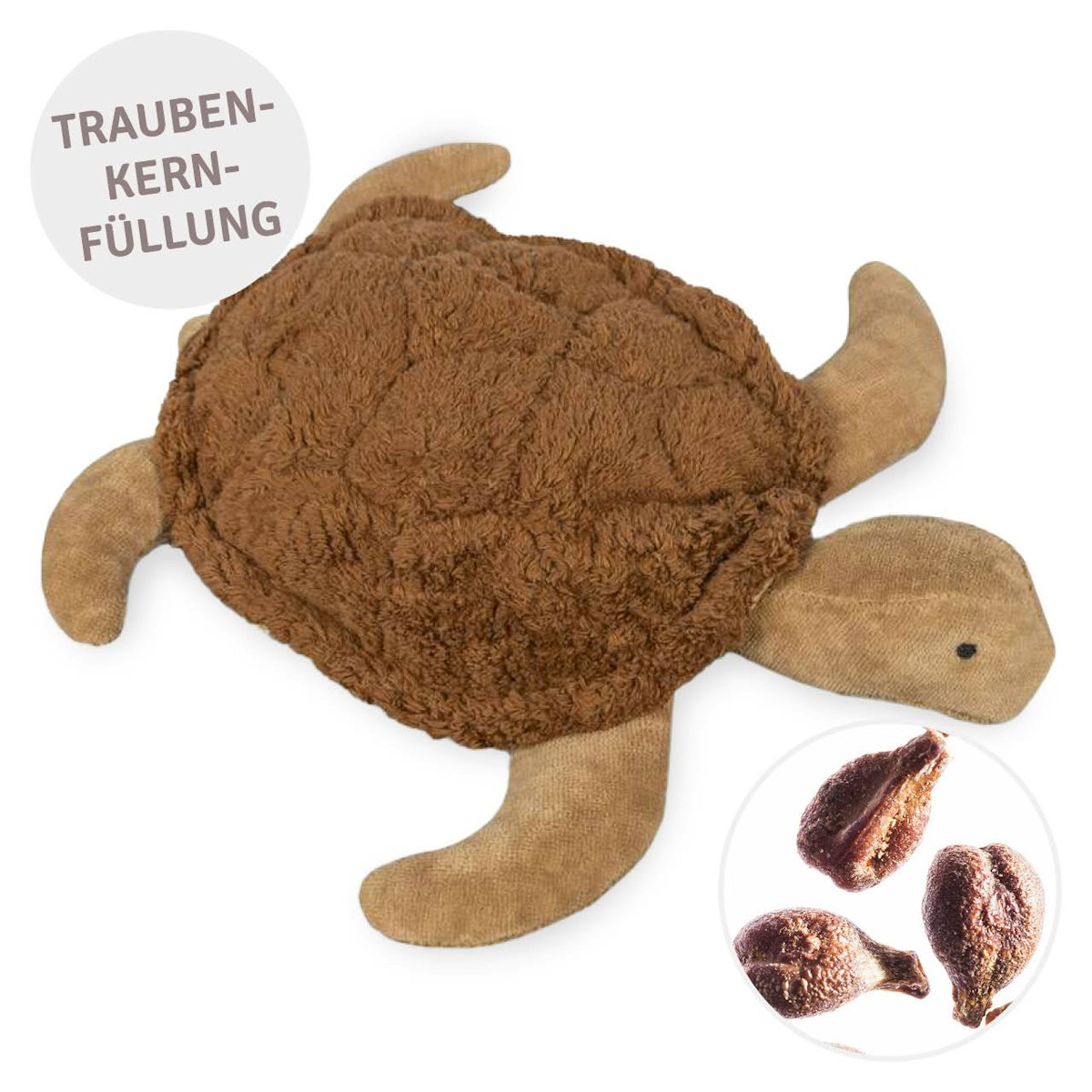 Kleine Schildkröte mit Traubenkernfüllung braun Kleine Schildkröte mit Traubenkernfüllung braun
