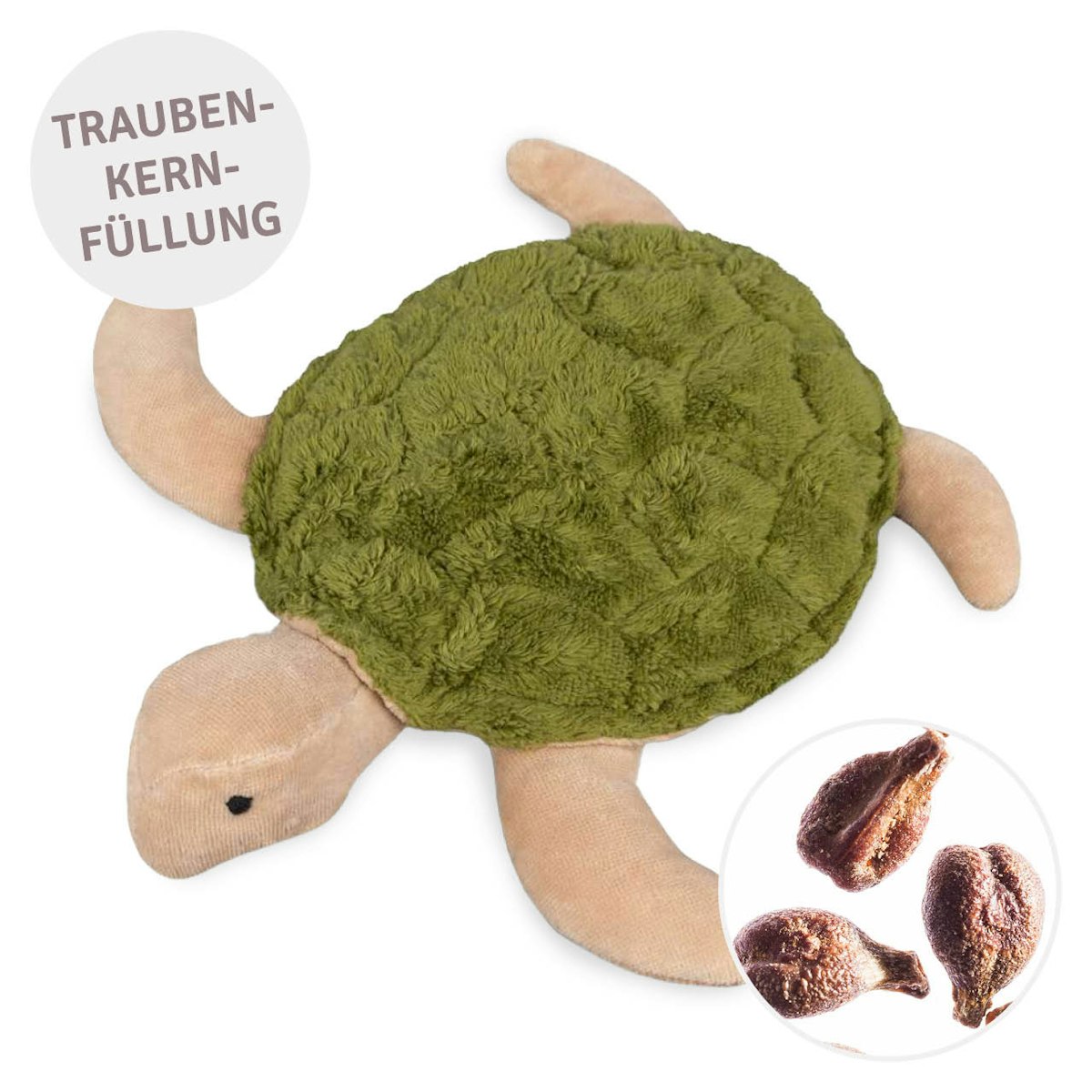 Kleine Schildkröte mit Traubenkernfüllung grün Kleine Schildkröte mit Traubenkernfüllung grün