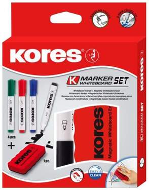 Kores 4 Whiteboard Marker und Tafellöscher, Keilspitze