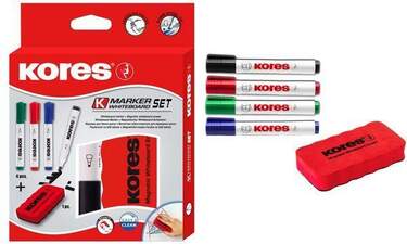 Kores 4 Whiteboard Marker und Tafellöscher, Rundspitze