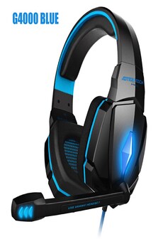 Kotion Each G4000 LED Headset with Microphone for PS4 Xbox Nintento Switch PC Laptop Blue