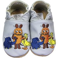 Krabbelschuhe Maus, Elefant und Ente grau