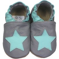 Krabbelschuhe dunkelgrau mit mint Stern