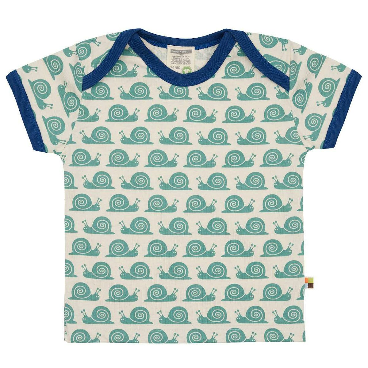 Kurzarm Shirt Schnecken türkis 74/80 Kurzarm Shirt Schnecken türkis 74/80