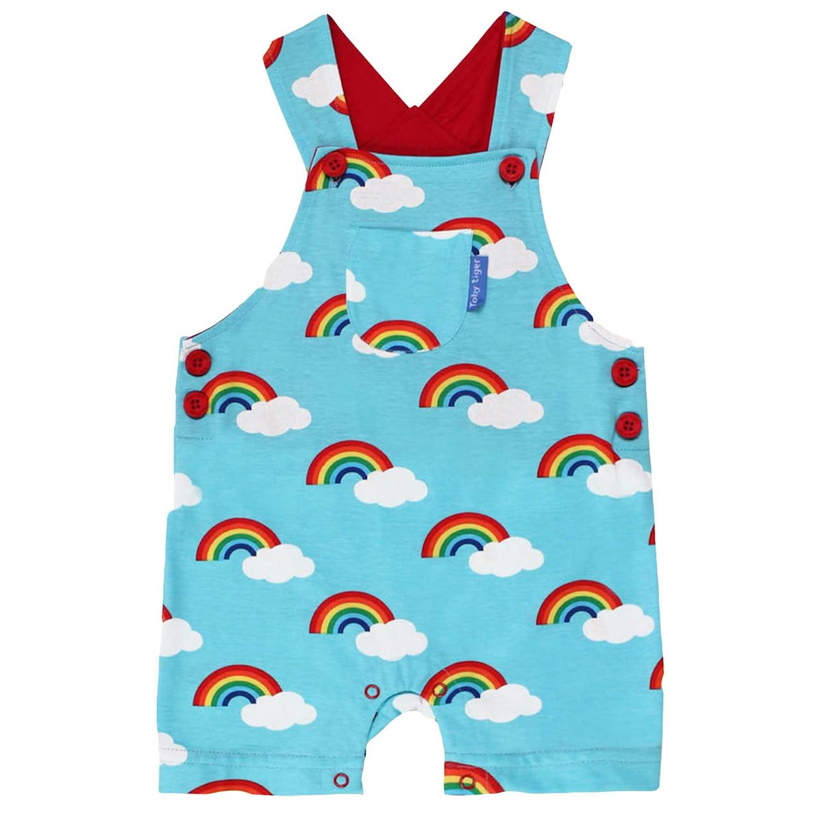 Kurzer Strampler mit Latz Regenbogen türkis 80 Kurzer Strampler mit Latz Regenbogen türkis 80