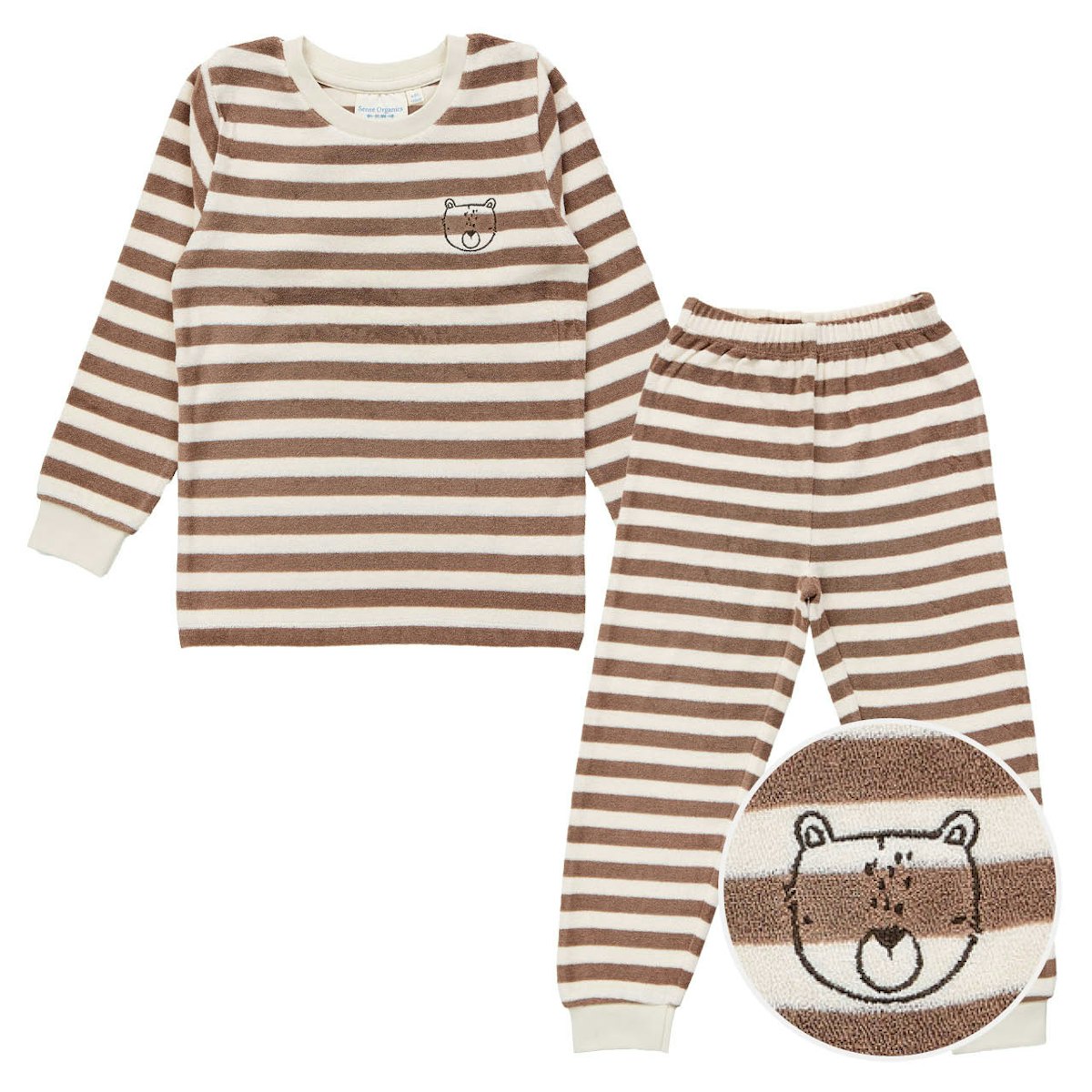 Kuscheliger Frottee Schlafanzug braun gestreift 86/92 Kuscheliger Frottee Schlafanzug braun gestreift 86/92