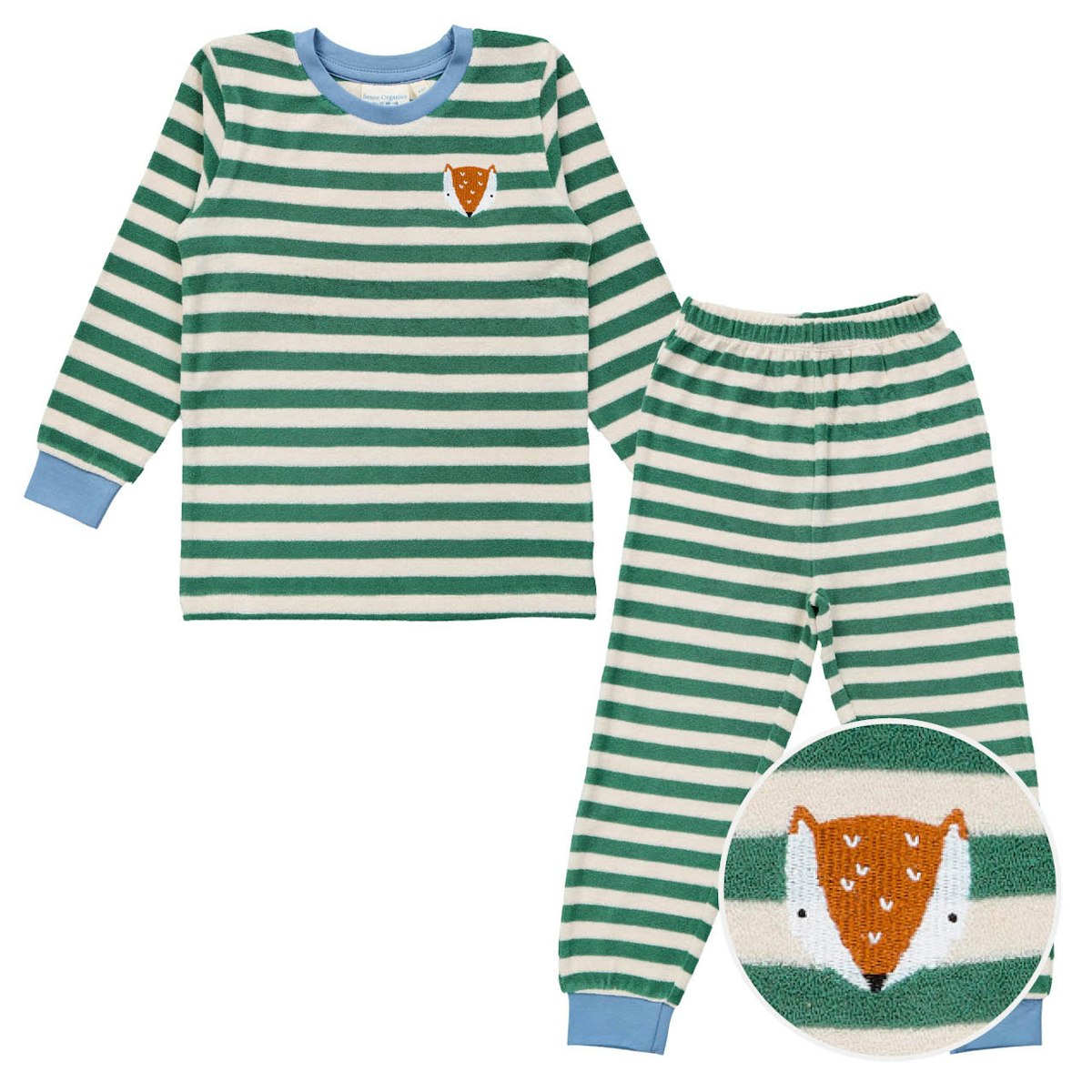 Kuscheliger Frottee Schlafanzug petrol gestreift 134/140 Kuscheliger Frottee Schlafanzug petrol gestreift 134/140