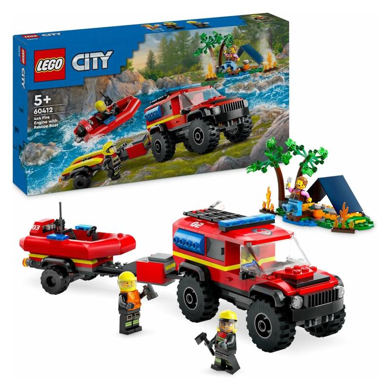 LEGO - City - 60412 Feuerwehrgeländewagen mit Rettungsboot