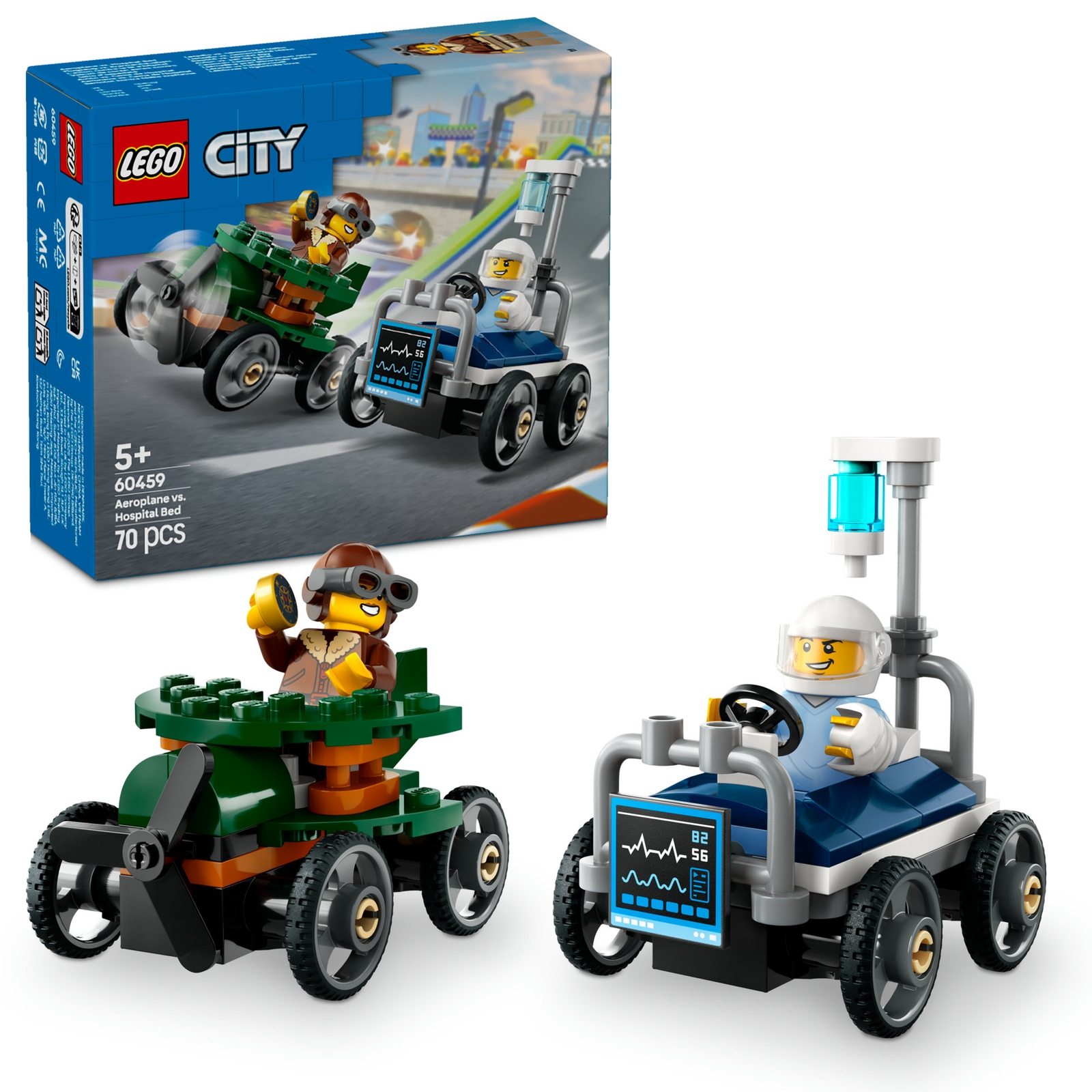 LEGO City Aeroplane vs. Hospital Bed Race Car Pack 60459