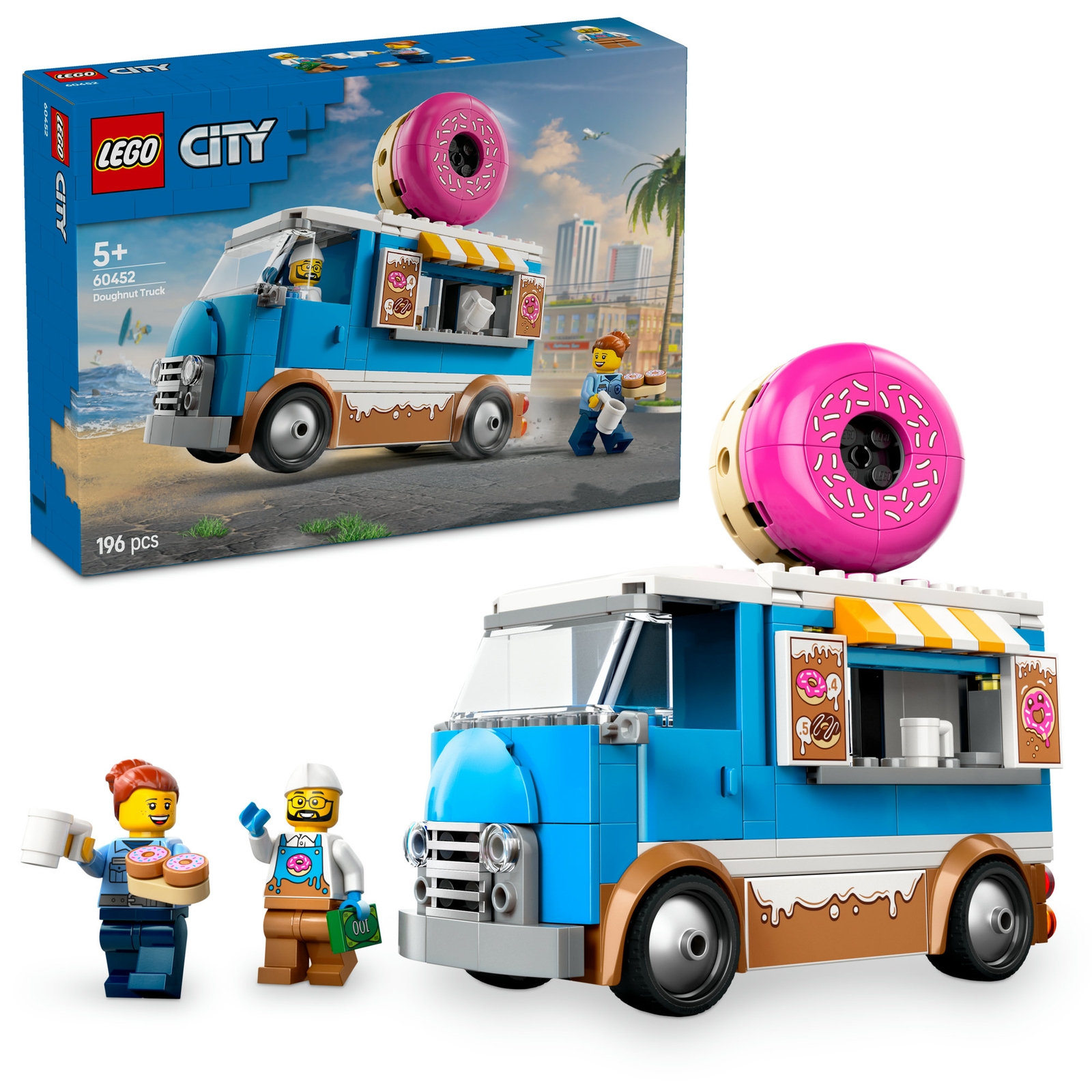 LEGO City Doughnut Truck Toy, Set with 2 Minifigures 60452