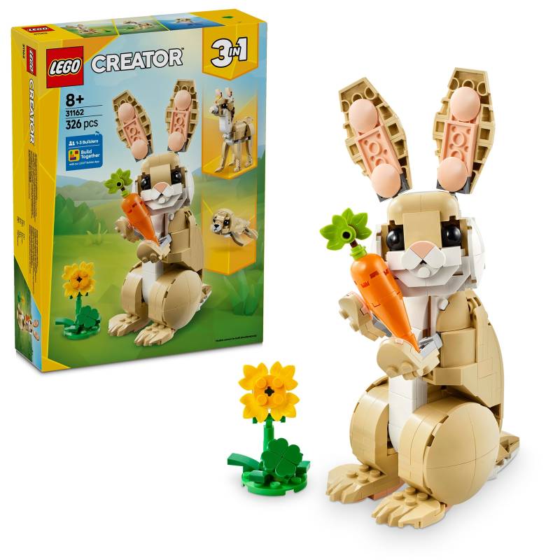 LEGO Creator 3in1 Cute Bunny Toy, Animal Figure Set 31162