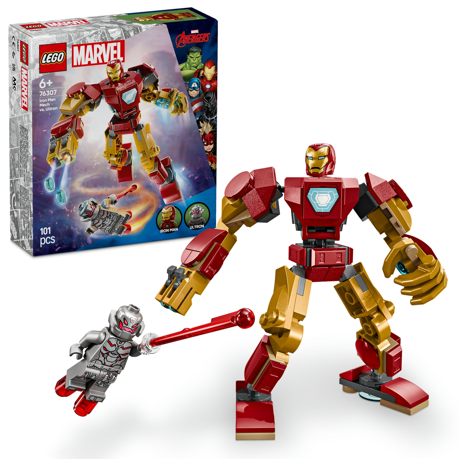 LEGO Marvel Iron Man Mech vs. Ultron Building Toy Set 76307