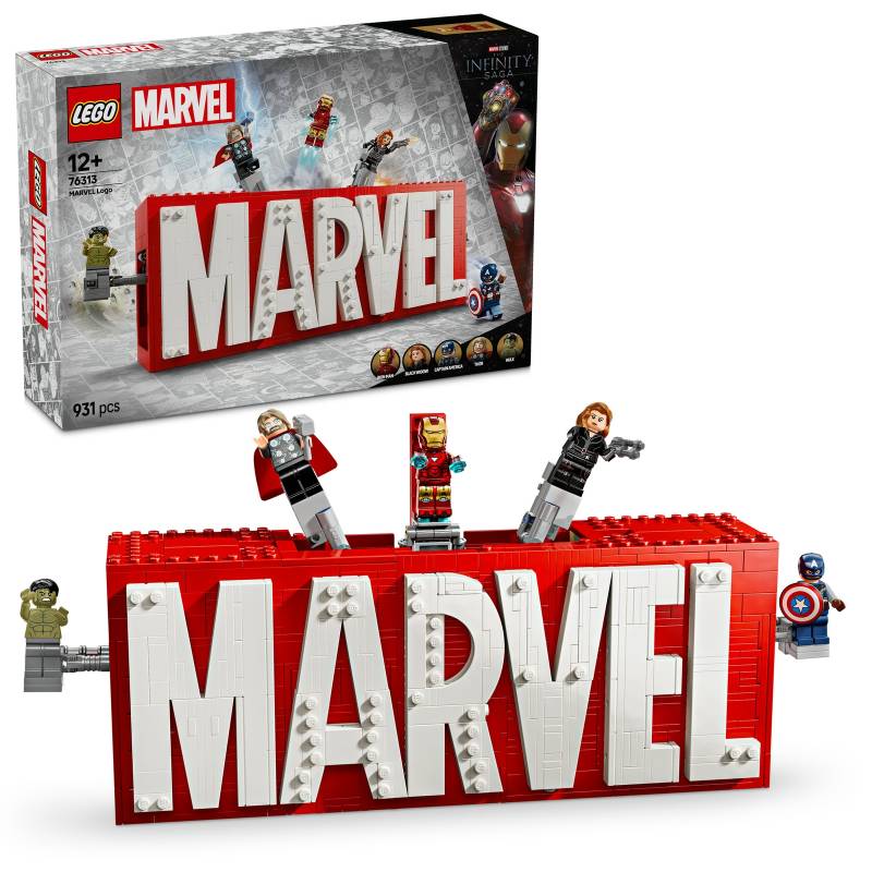 LEGO Marvel: MARVEL Logo & Minifigures Building Toy 76313