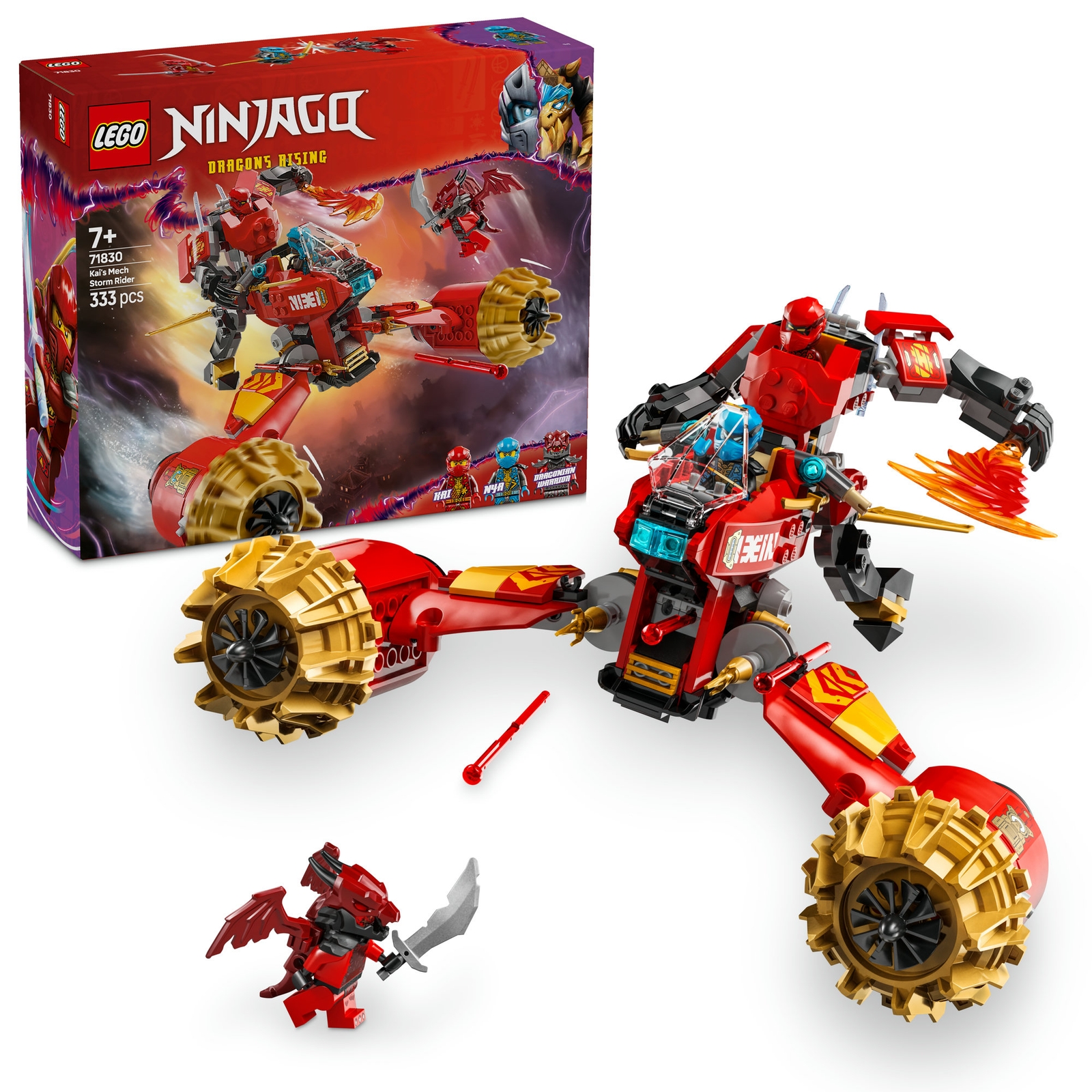 LEGO NINJAGO Kai’s Mech Storm Rider 2in1 Ninja Toy Set 71830