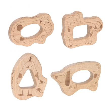 Lässig Beißringe aus Holz Little Mateys - 4er Set