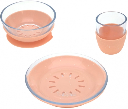 Lässig Geschirr-Set Glas/Silikon apricot