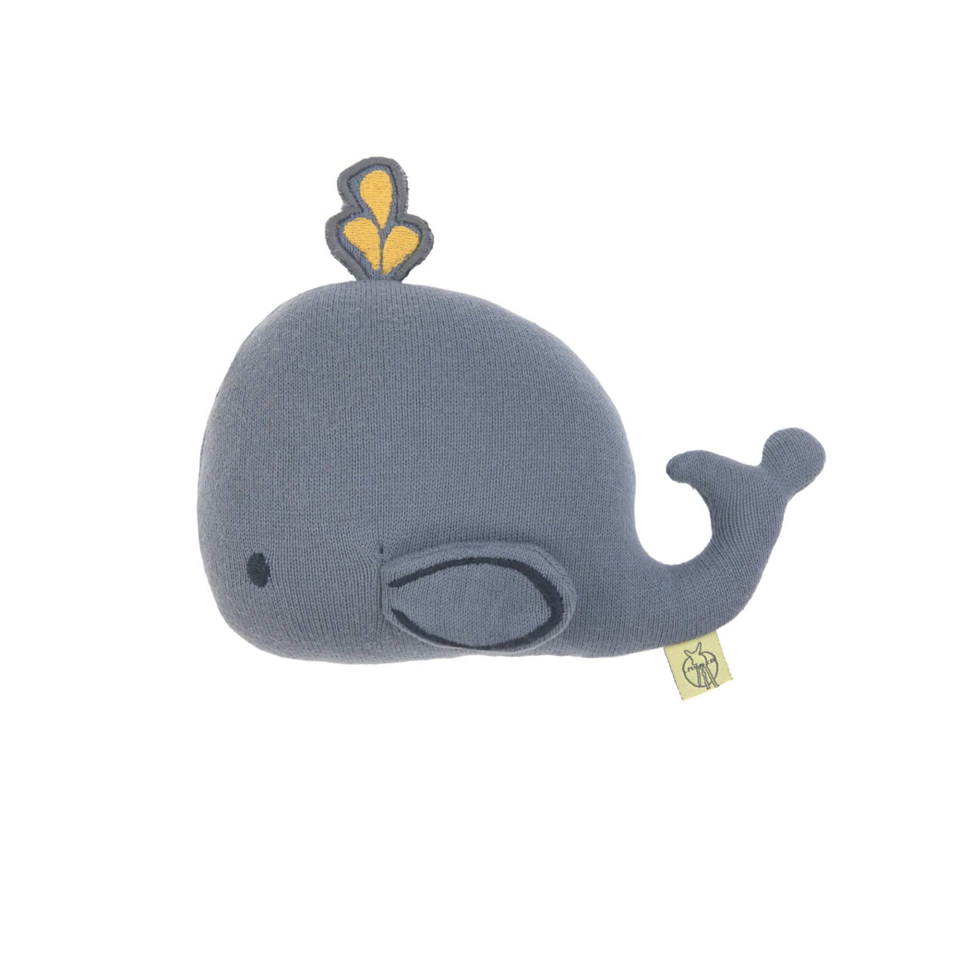 Lässig Kuscheltier mit Rassel & Knisterpapier - Knitted Toy Little Water Whale