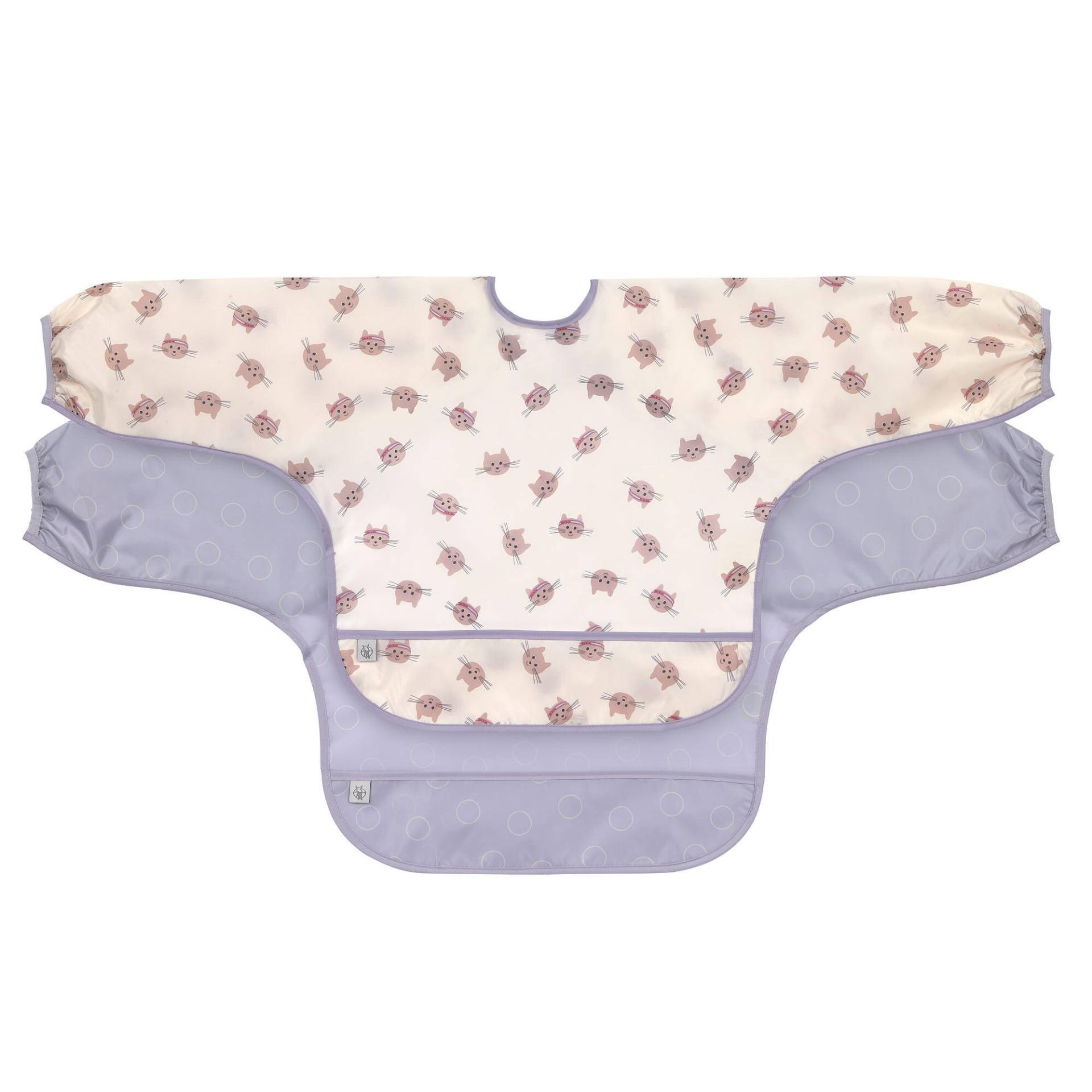 Lässig - Lätzchen mit Ärmel / Katze / lila Lässig - Lätzchen mit Ärmel / Katze / lila
