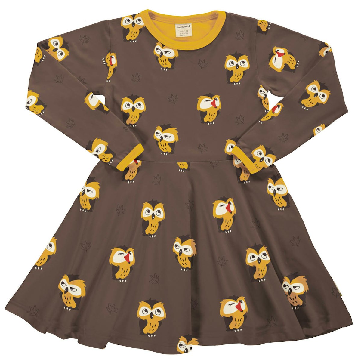 Langarm Flatterkleid Eulen braun 98/104 Langarm Flatterkleid Eulen braun 98/104
