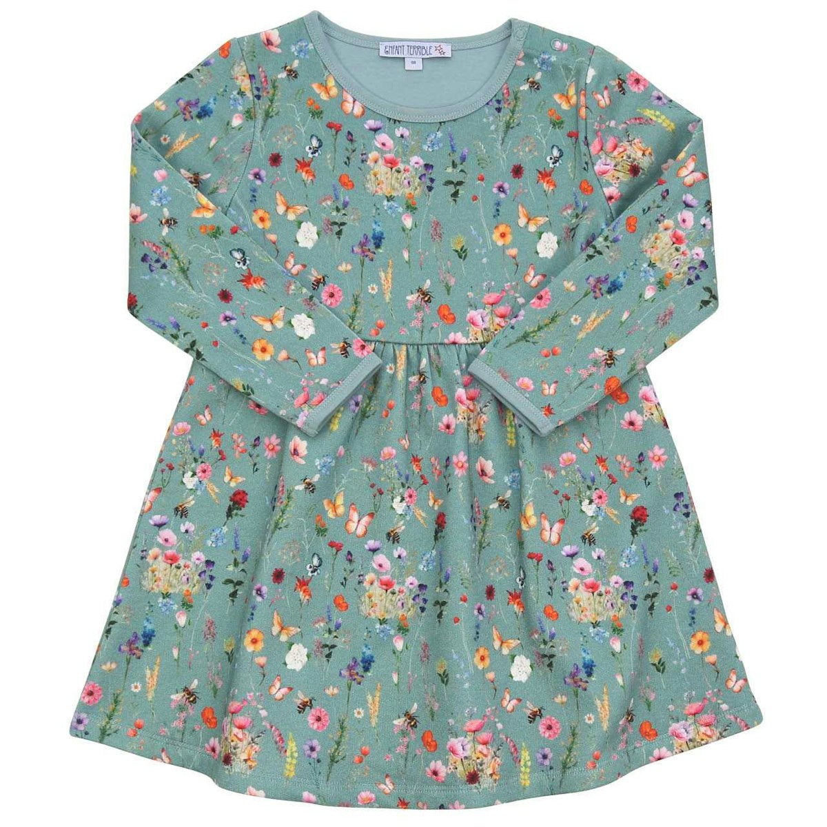 Langarm Sweatkleid Blümchen türkis 128 Langarm Sweatkleid Blümchen türkis 128