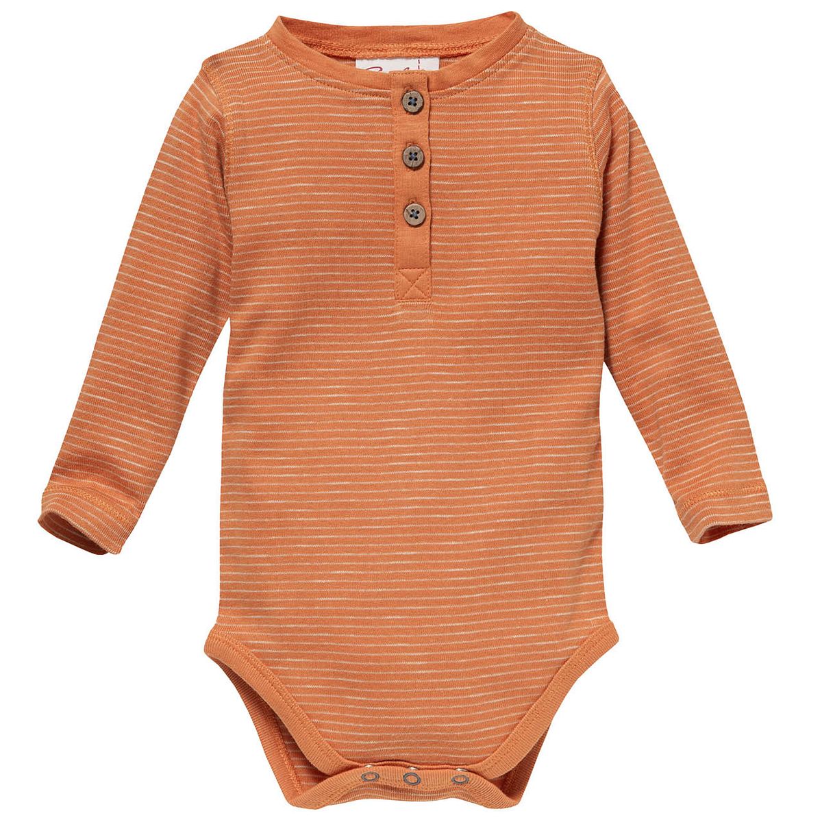 Langarmbody Knopfleiste dunkelorange geringelt 74/80 Langarmbody Knopfleiste dunkelorange geringelt 74/80