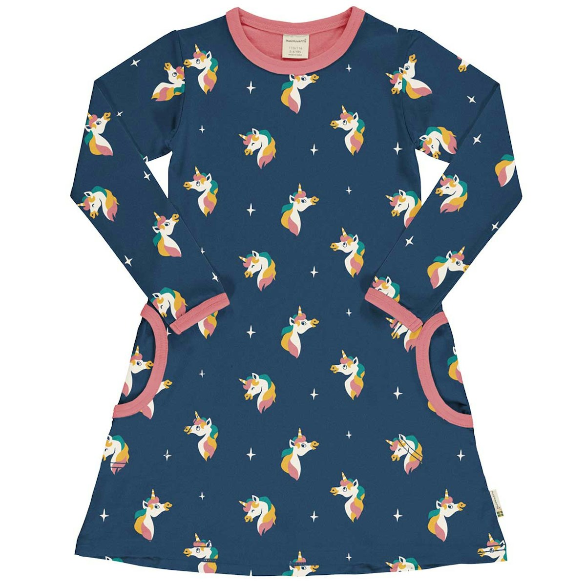 Langarmkleid mit Taschen Einhörner dunkelblau 122/128 Langarmkleid mit Taschen Einhörner dunkelblau 122/128