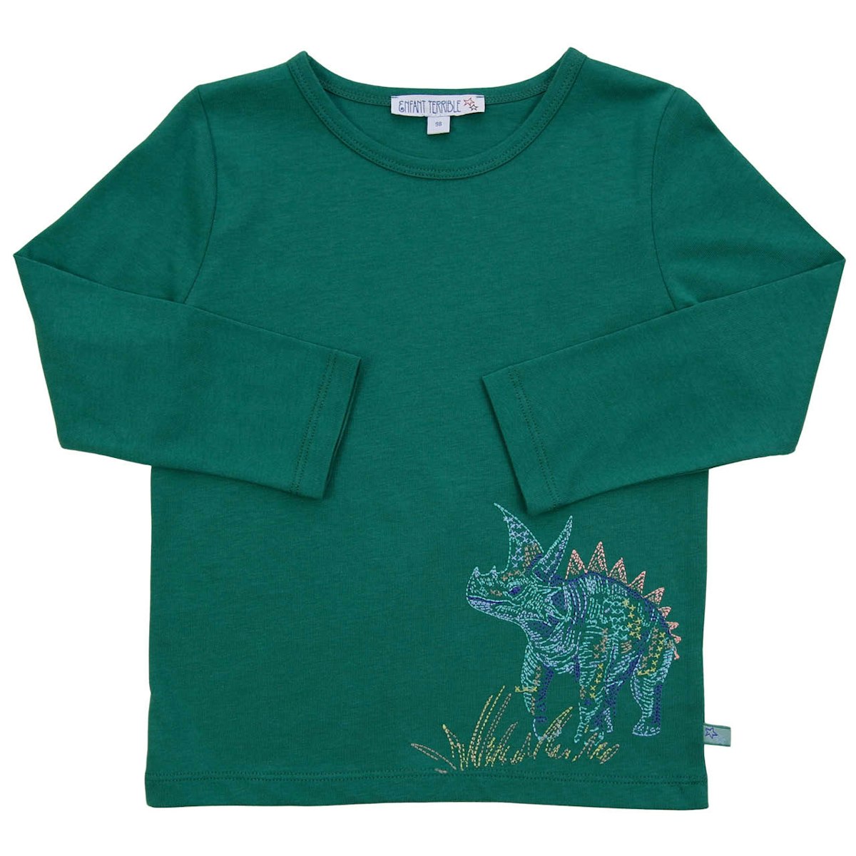 Langarmshirt Dinosaurier-Stickerei smaragd 98 Langarmshirt Dinosaurier-Stickerei smaragd 98